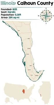 Map of Calhoun County in Illinois Stock Illustration