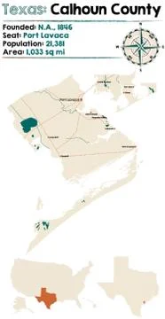 Map of Calhoun county in Texas Stock Illustration