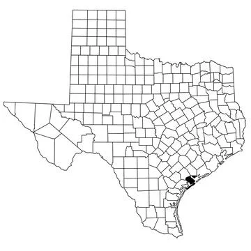 Map of Calhoun County in Texas state on white background. single County map.. Stock Illustration