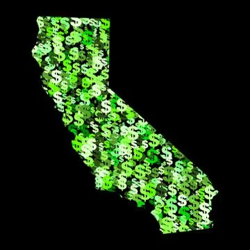 Map of california with dollars Stock Illustration
