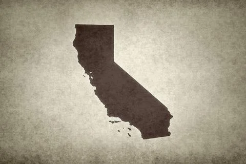 Map of California on a paper Stock Illustration