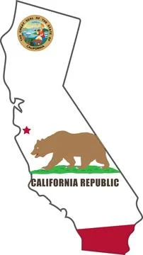 Map of California State USA Stock Illustration