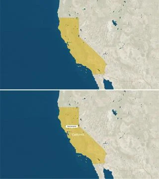 The map of California with text, textless Stock Illustration