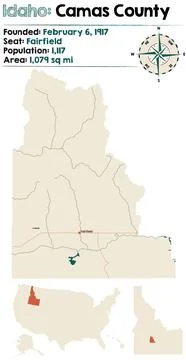 Map of Camas County in Idaho Stock Illustration