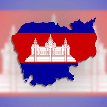 Map of cambodia filled with flag イラスト素材