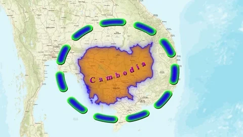 Map of Cambodia Stock Footage 252410323