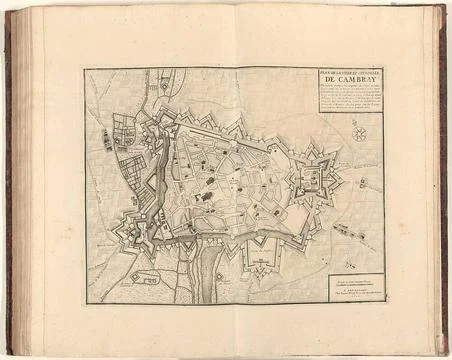 Map of Cambrai, 1710; Plan De La Ville and Citadelle De Cambray. Map of Ca... Stock Photos