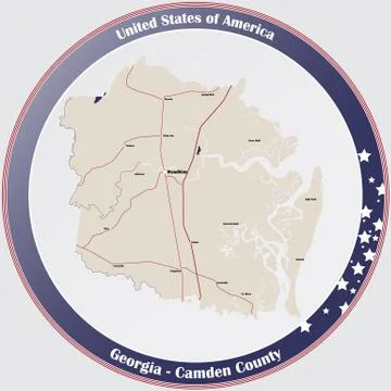 Map of Camden County in Georgia Stock Illustration