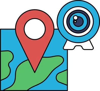 A map with a camera on it Stock Illustration