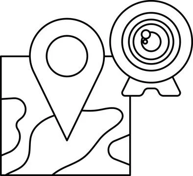 A map with a camera on it Stock Illustration
