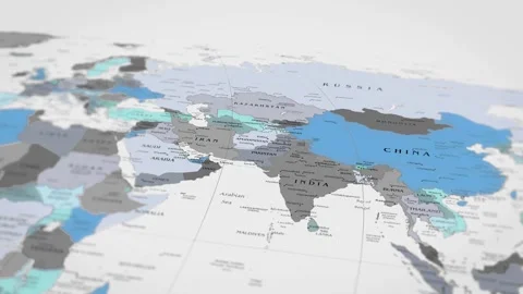 Map The camera rotating around Afghanistan on the world map takes the focus. Stock Footage 299939692