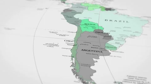 Map The camera rotating around Argentina on the world map takes the focus. Stock Footage 299938110