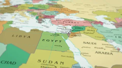 Map The camera rotating around Egypt on the world map takes the focus. Stock Footage 297754348