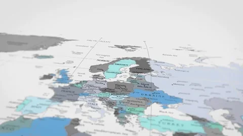 Map The camera rotating around isvewc on the world map takes the focus. Video stock 299942119