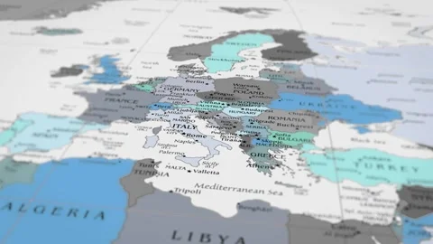Map The camera rotating around Italy on the world map takes the focus. Stock Footage 297753649