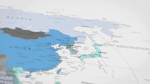 Map The camera rotating around North Korea on the world map takes the focus. Stock Footage 299942370