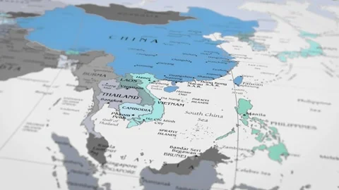 Map The camera rotating around Vitaminam on the world map takes the focus. Video stock 299941670