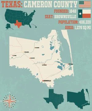 Map of Cameron county in Texas Stock Illustration
