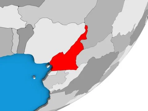 Map of Cameroon on 3D globe Illustrazione stock