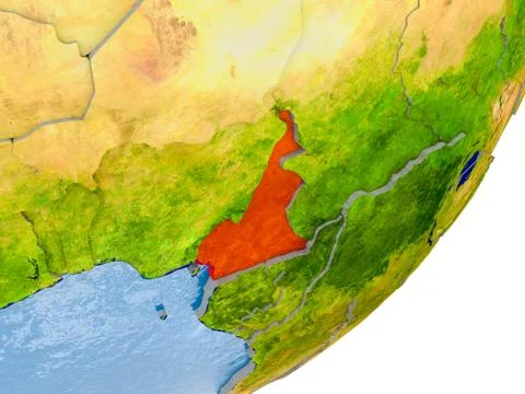 Map of Cameroon on Earth Illustrazione stock