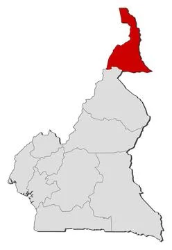 Map of Cameroon, Far North highlighted Political map of Cameroon with the ... Stock Photos