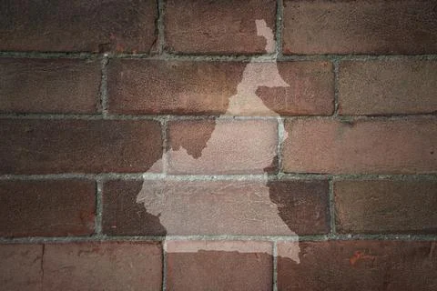 Map of cameroon on a old brick wall Stock Photos