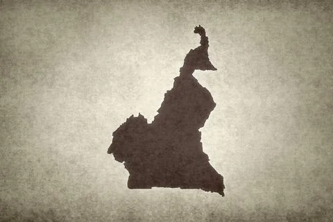 Map of Cameroon printed on a paper Stock Illustration