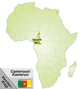Map of cameroons with main cities in green Illustrazione stock