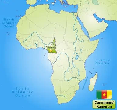 Map of cameroons with main cities in green Stock Illustration