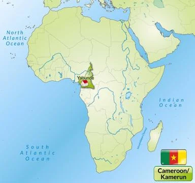 Map of cameroons with main cities in green Stock Illustration