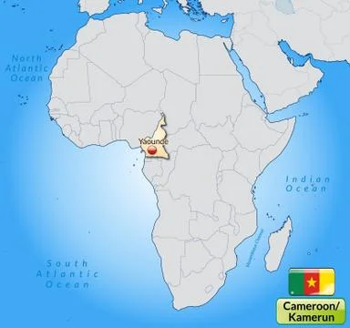 Map of cameroons with main cities in pastel orange Stock Illustration