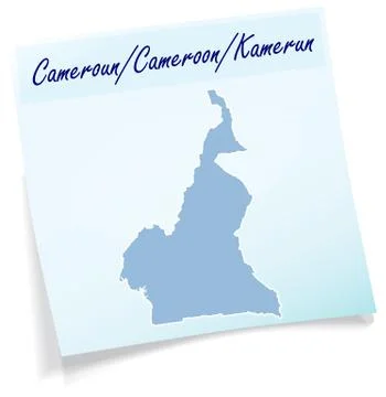 Map of cameroons as sticky note Stock Illustration