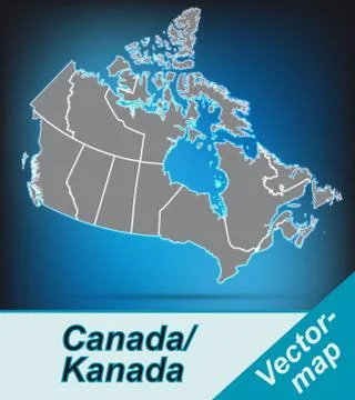 Map of canada with borders in bright gray Stock Illustration