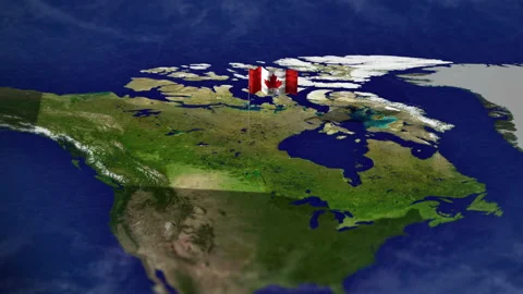 Map of Canada with Canadian flag Stock Footage 231391220