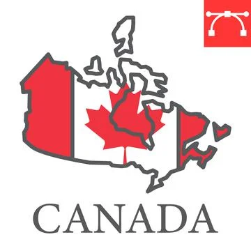 Map of Canada color line icon, country and geography, canada map flag sign Stock Illustration