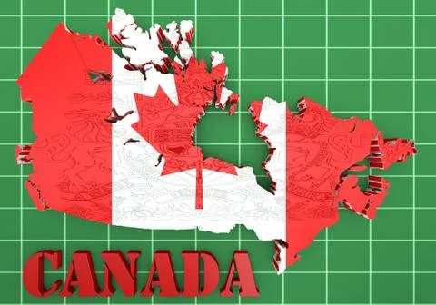 Map of canada with flag colors Illustrazione stock