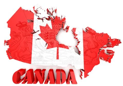 Map of Canada with flag colors Illustration