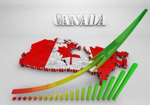 Map of Canada with flag colors Map of Canada with flag colors. 3d render i... Stock Photos