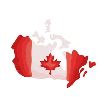 Map with canada flag flat style Stock Illustration