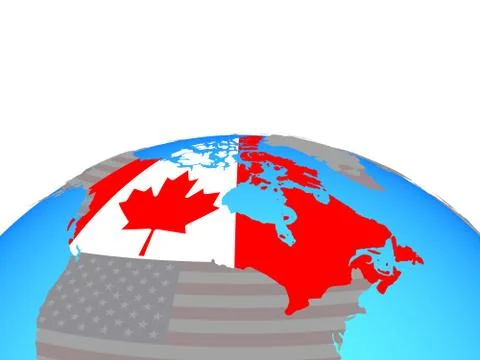 Map of Canada with flag on globe Illustrazione stock