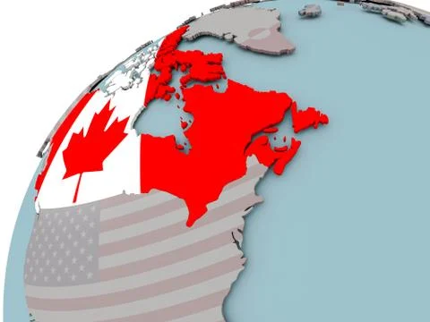 Map of Canada with flag Stock Illustration