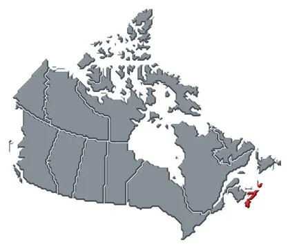 Map of Canada, Nova Scotia highlighted Political map of Canada with the se... 스톡 사진