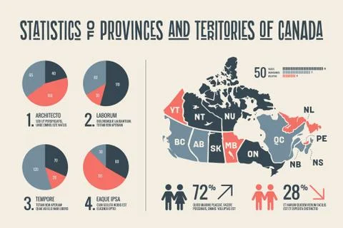Map Canada. Poster map of provinces and territories of Canada Stock Illustration