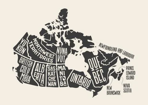 Map Canada. Poster map of provinces and territories of Canada Stock Illustration