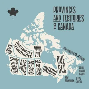 Map Canada. Poster map of provinces and territories of Canada Stock Illustration