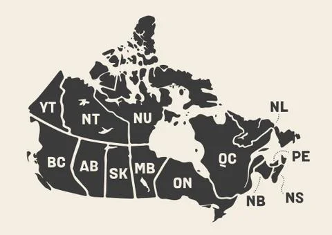 Map Canada. Poster map of provinces and territories of Canada Stock Illustration