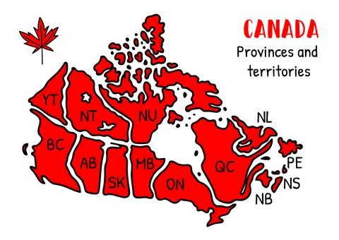 Map of Canada. Red and white print of Canada map Stock Illustration
