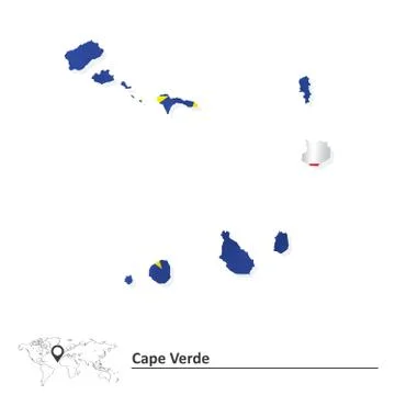 Map of Cape Verde with flag Stock Illustration