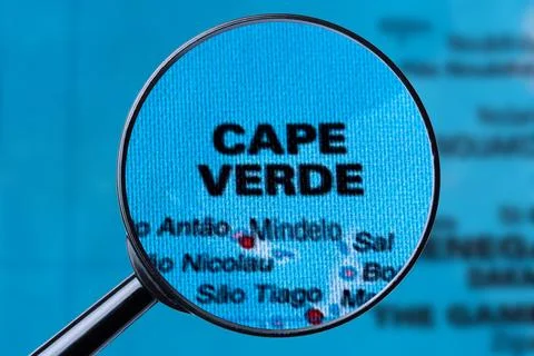Map of CAPE VERDE through magnifying glass. Stock Photos
