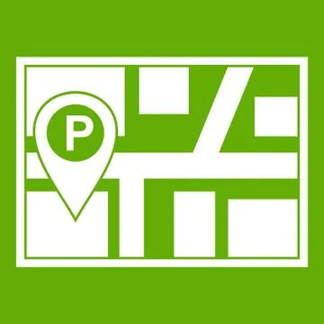 Map with car parking pointer icon green Stock Illustration